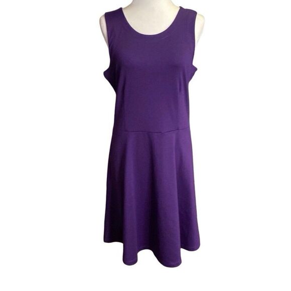 Old Navy Dress Jersey Knit Fit & Flare Purple Back Zip Sleeveless Women’s Large - Picture 6 of 6